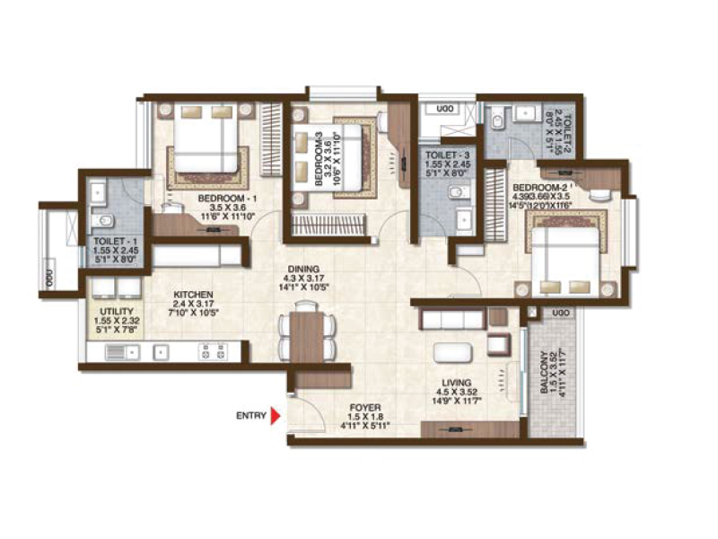 Floor plan of Kohinoor Regalia Towers &mdash; photo gallery, images, brochure, amenities, cost sheet, price breakup, availability details, RERA number, RERA certificate, possession date, layout plan, logo, floor plan, master plan, and location map showcasing project highlights and features.